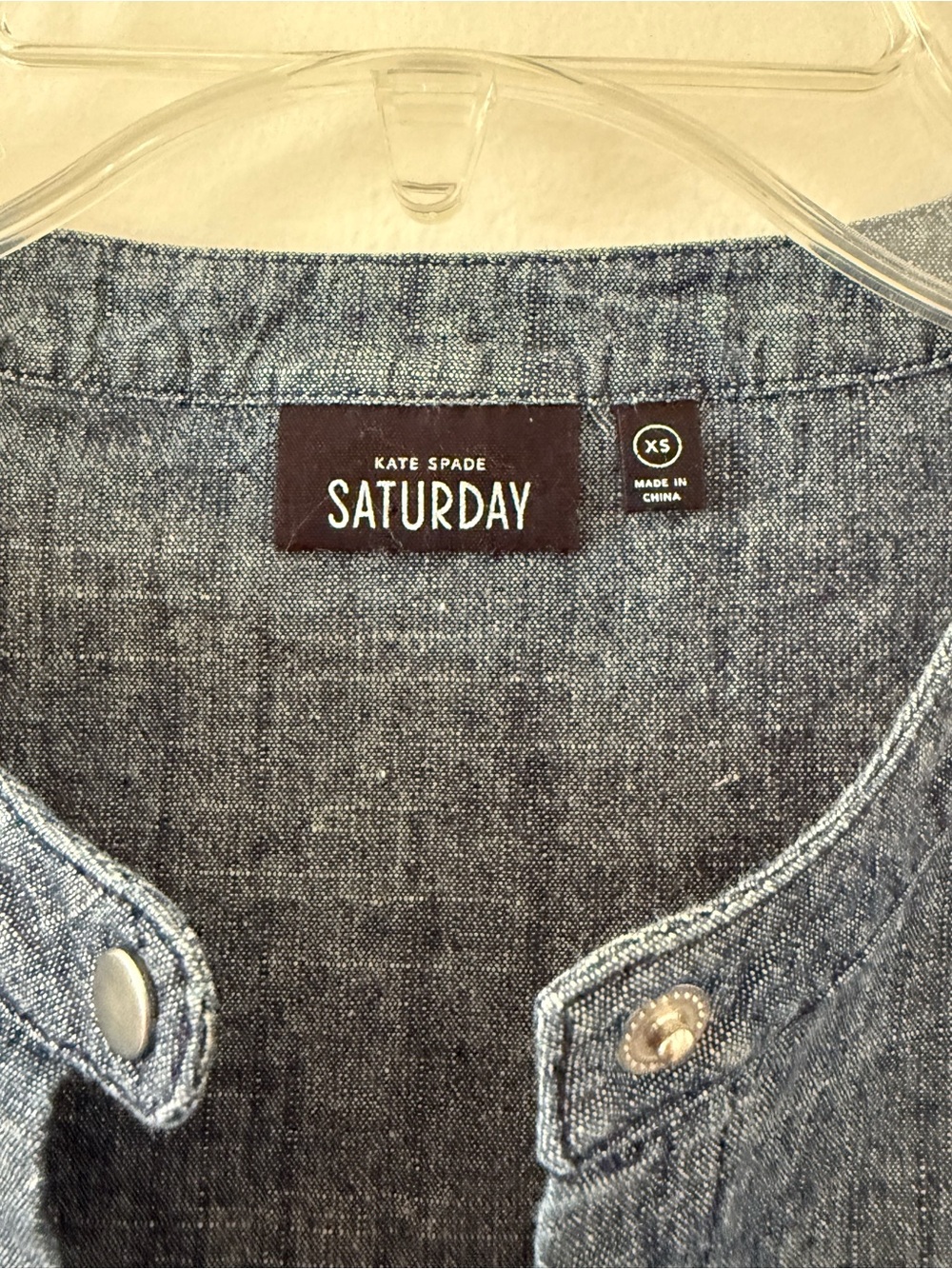 Kate Spade Saturdays Chambray Split Neck Tunic Top in Denim Blue - Picture 3 of 5